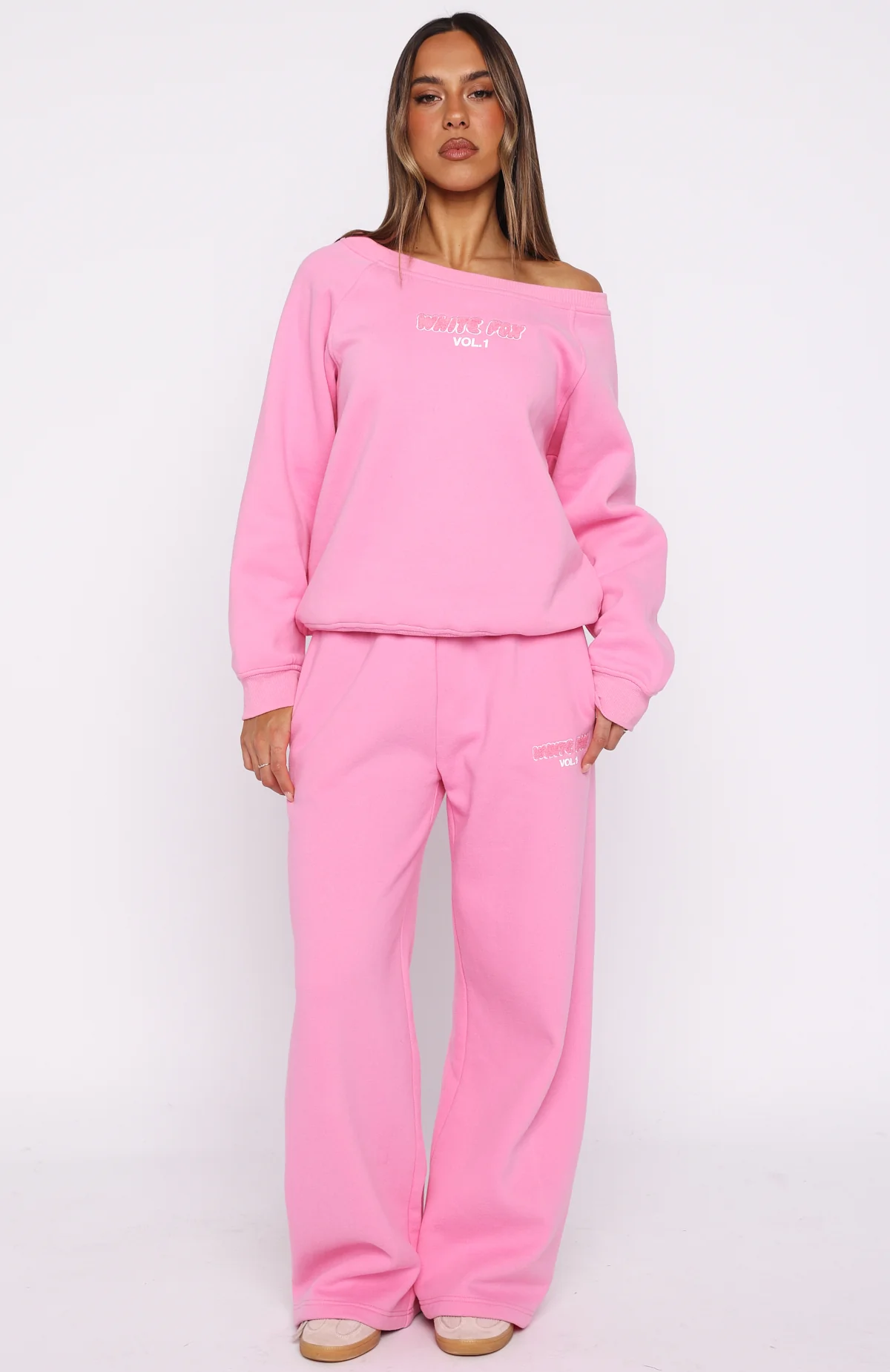 Vol. 1 Off Shoulder Sweater Bubblegum - White Fox Boutique