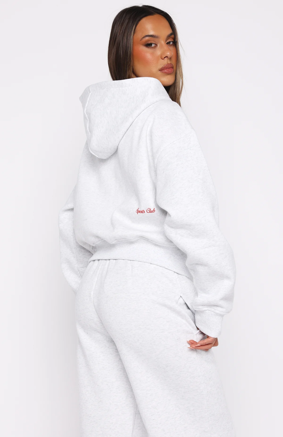 Club 14 Allie Boxy Zip Front Hoodie Grey Marle - White Fox Boutique