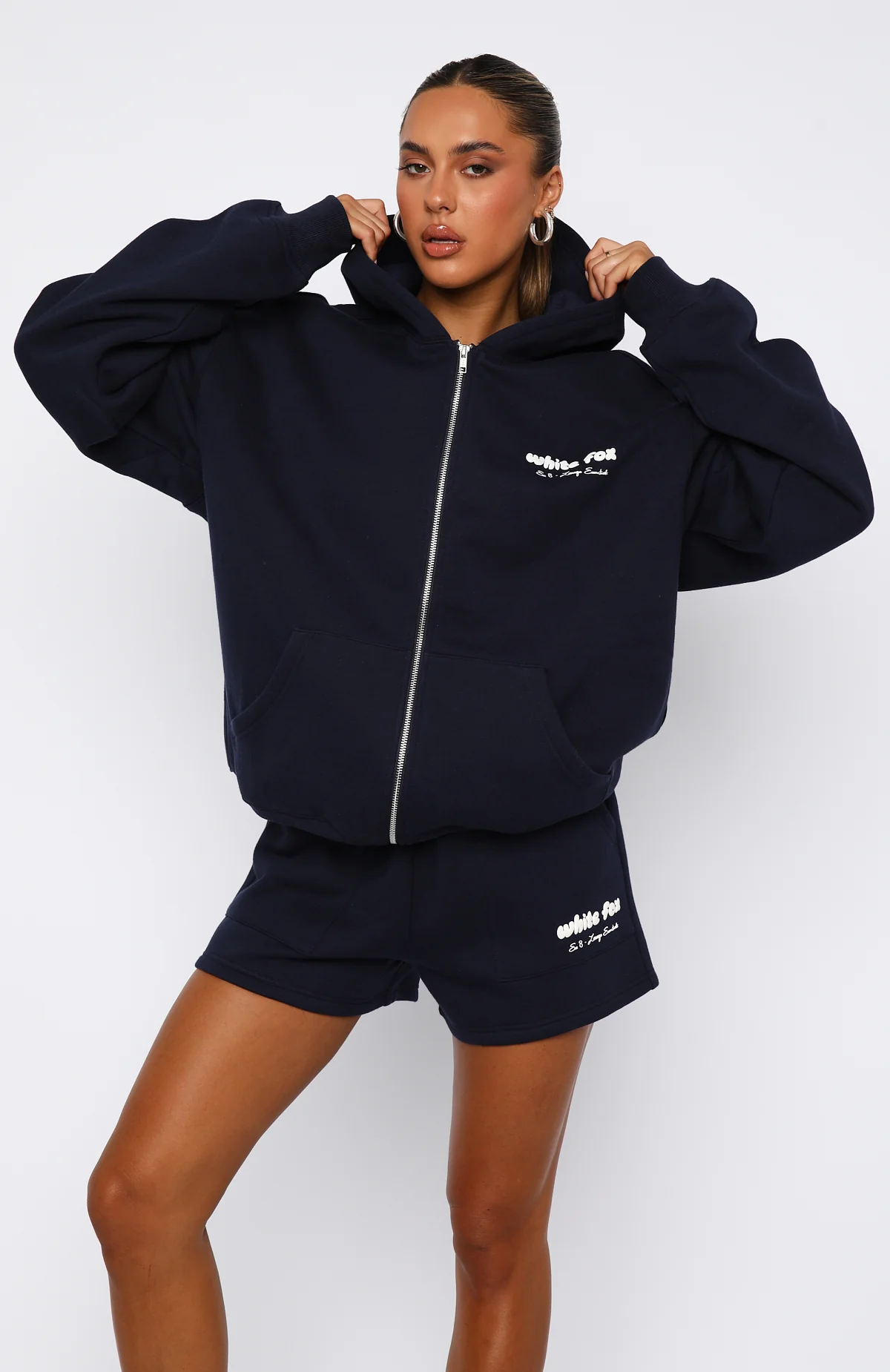 Era 8 Zip Front Hoodie Nautical - White Fox Boutique