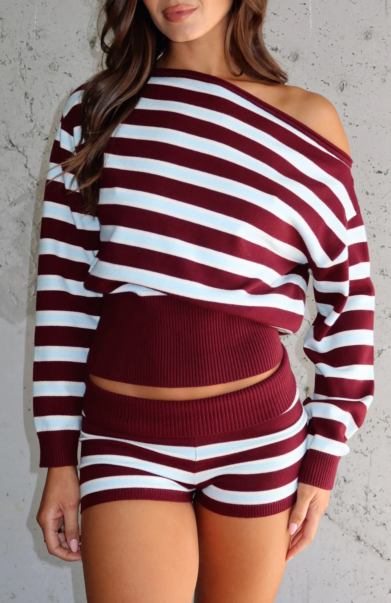Everything To Everybody Sweater Burgundy Stripe - White Fox Boutique