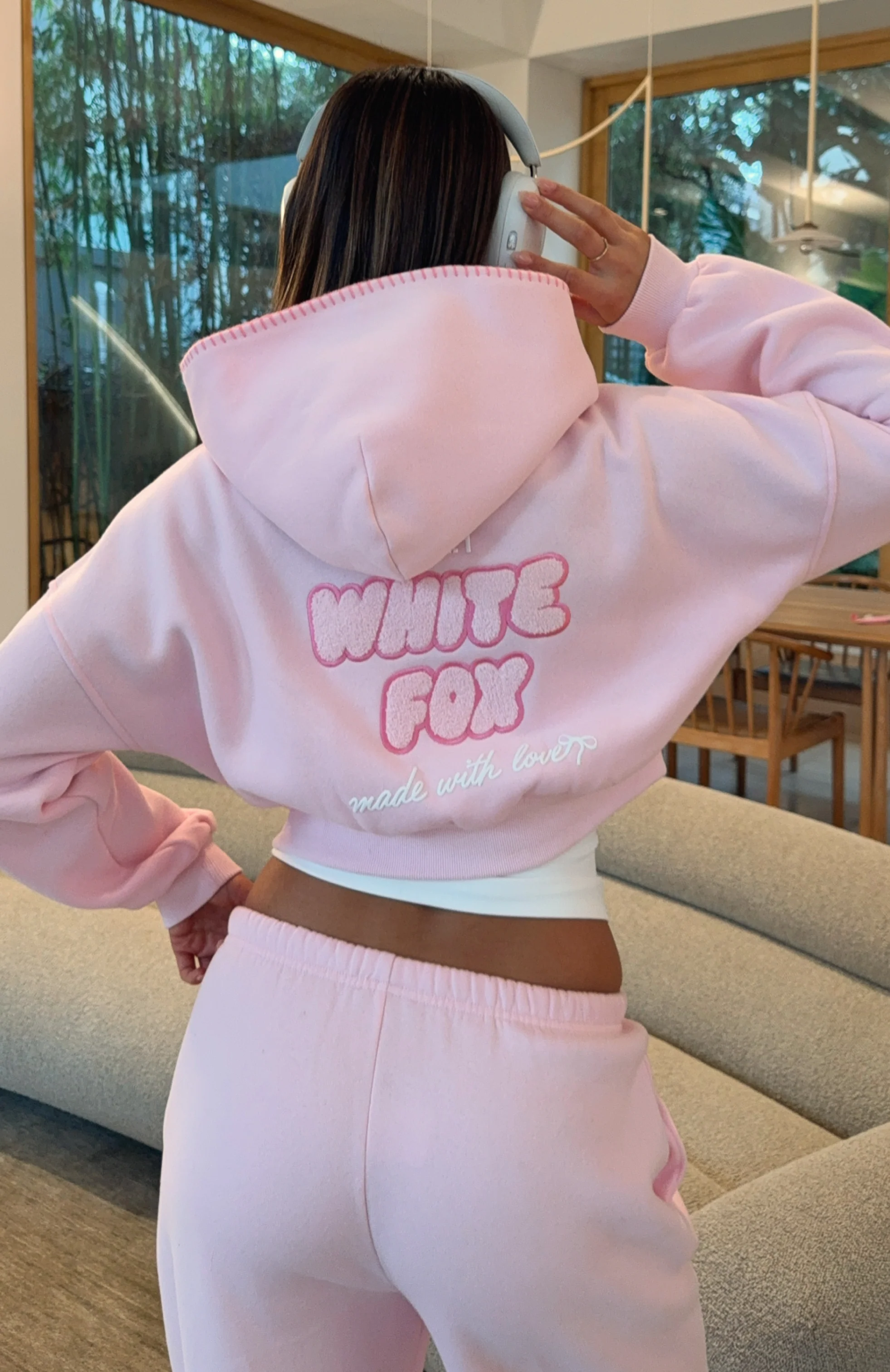 Vol. 1 Cropped Zip Front Hoodie Posy - White Fox Boutique