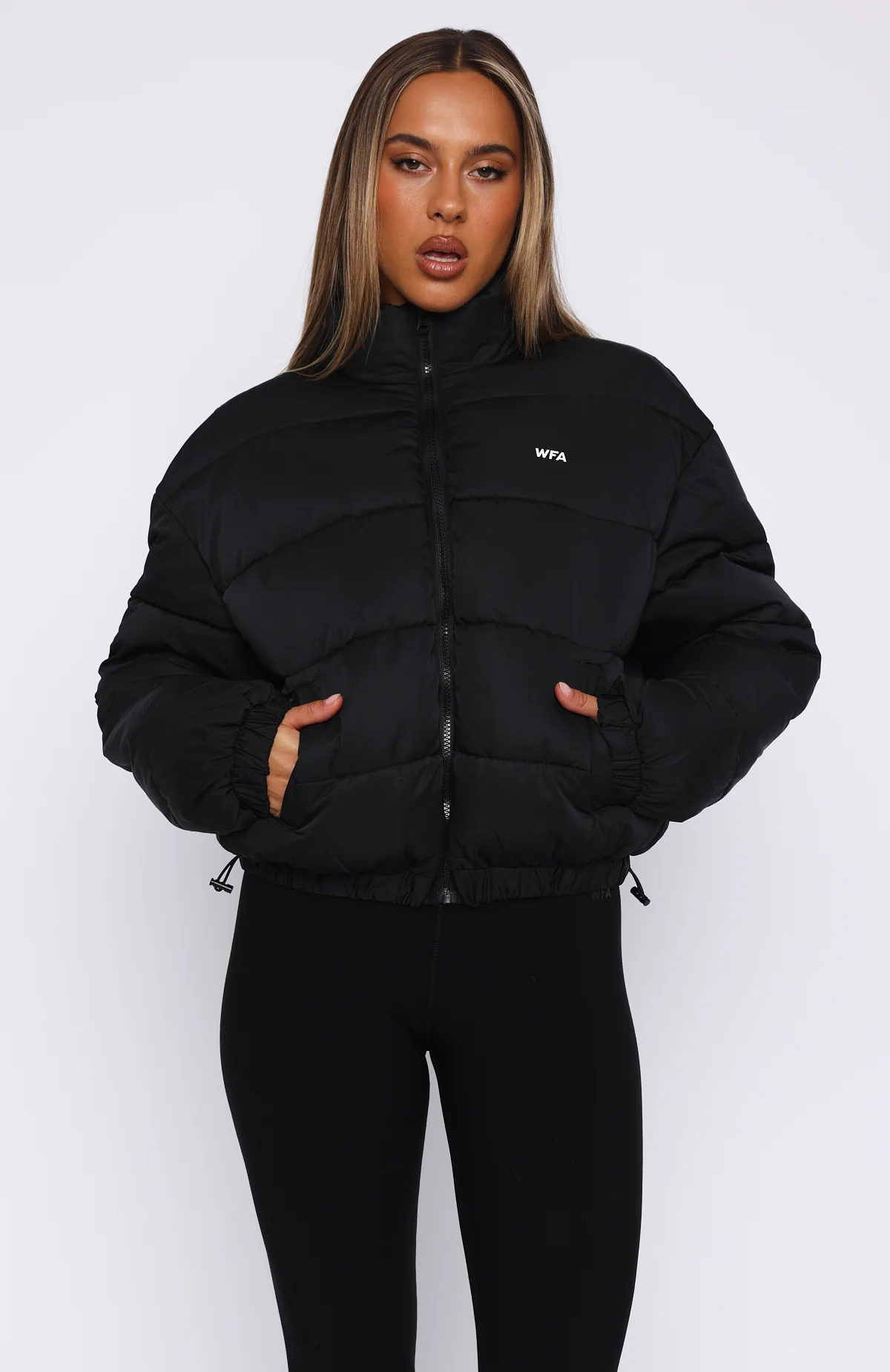 Summit Zip Through Puffer Black - White Fox Boutique