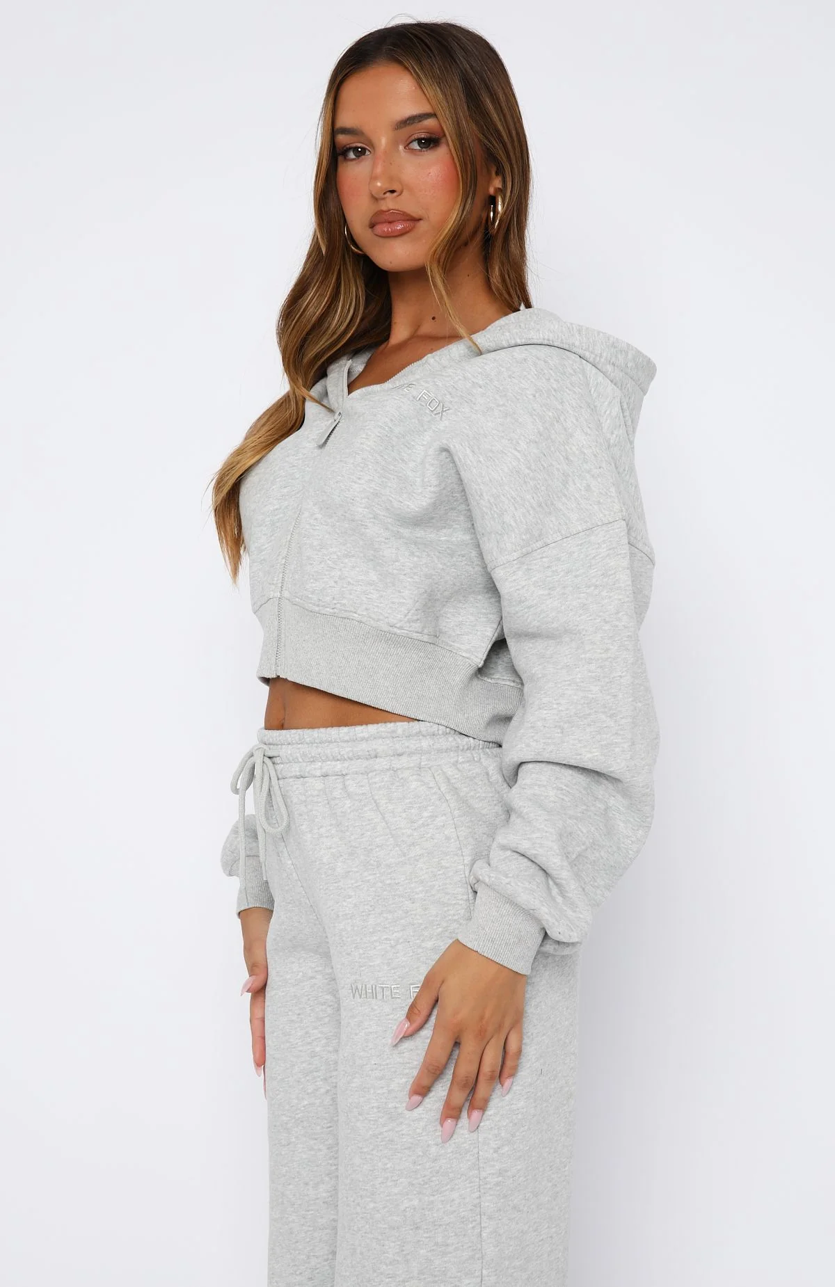 Stay Lifted Cropped Hoodie Dark Grey Marle - White Fox Boutique