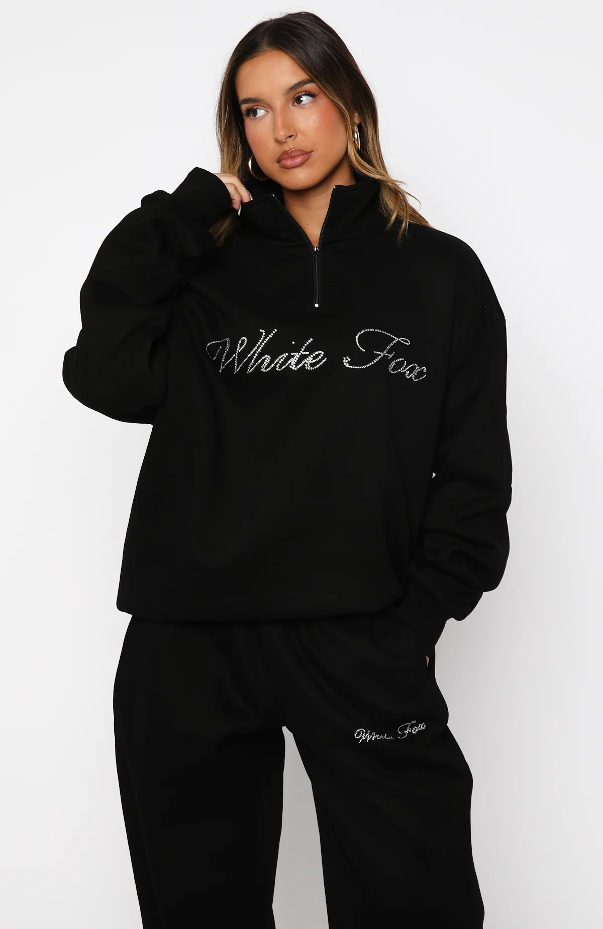 Make It Or Break It Quarter Zip Sweater Black - White Fox Boutique
