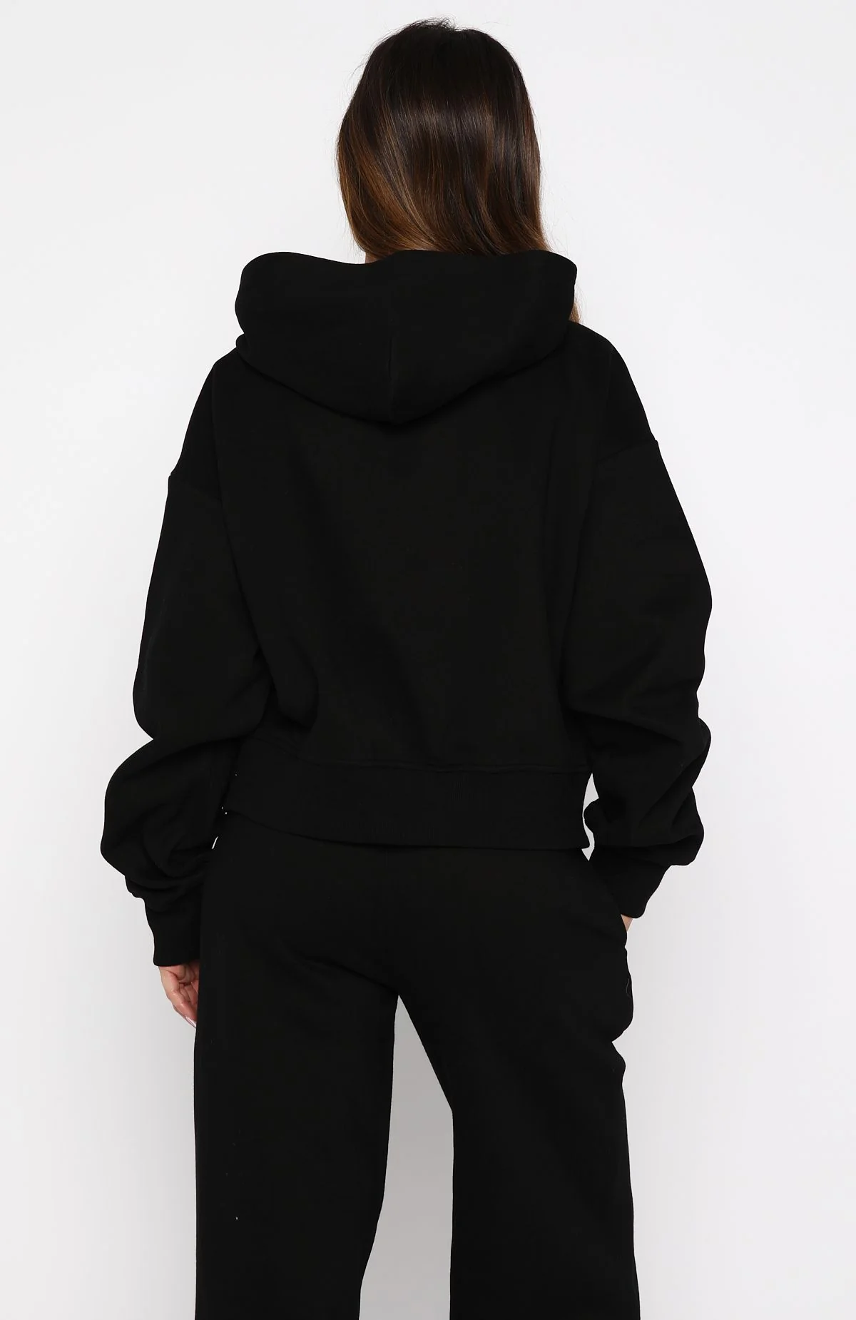 Test Drive Boxy Zip Front Hoodie Black - White Fox Boutique