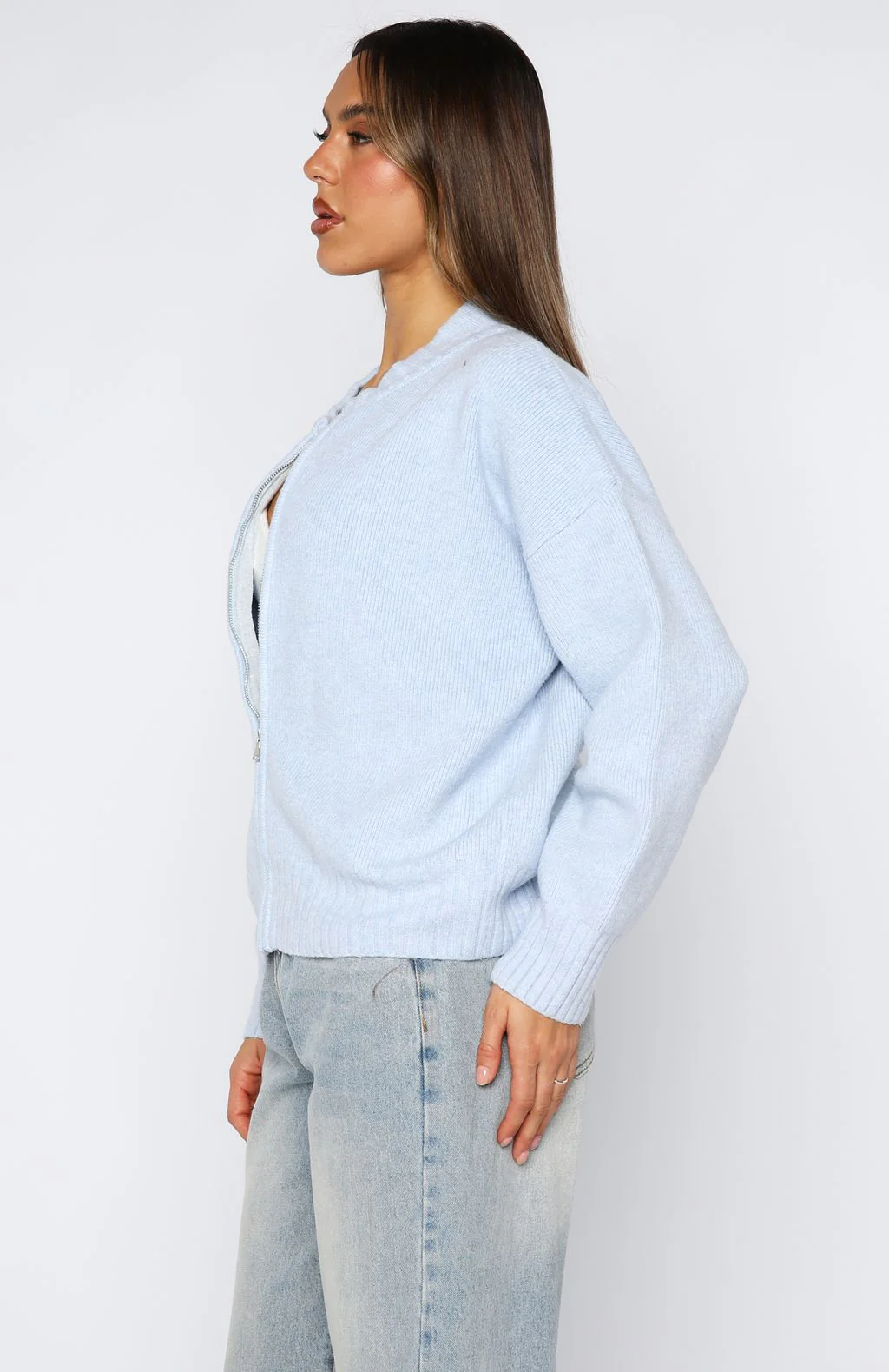 Unbreakable Bond Knit Jacket Baby Blue - White Fox Boutique