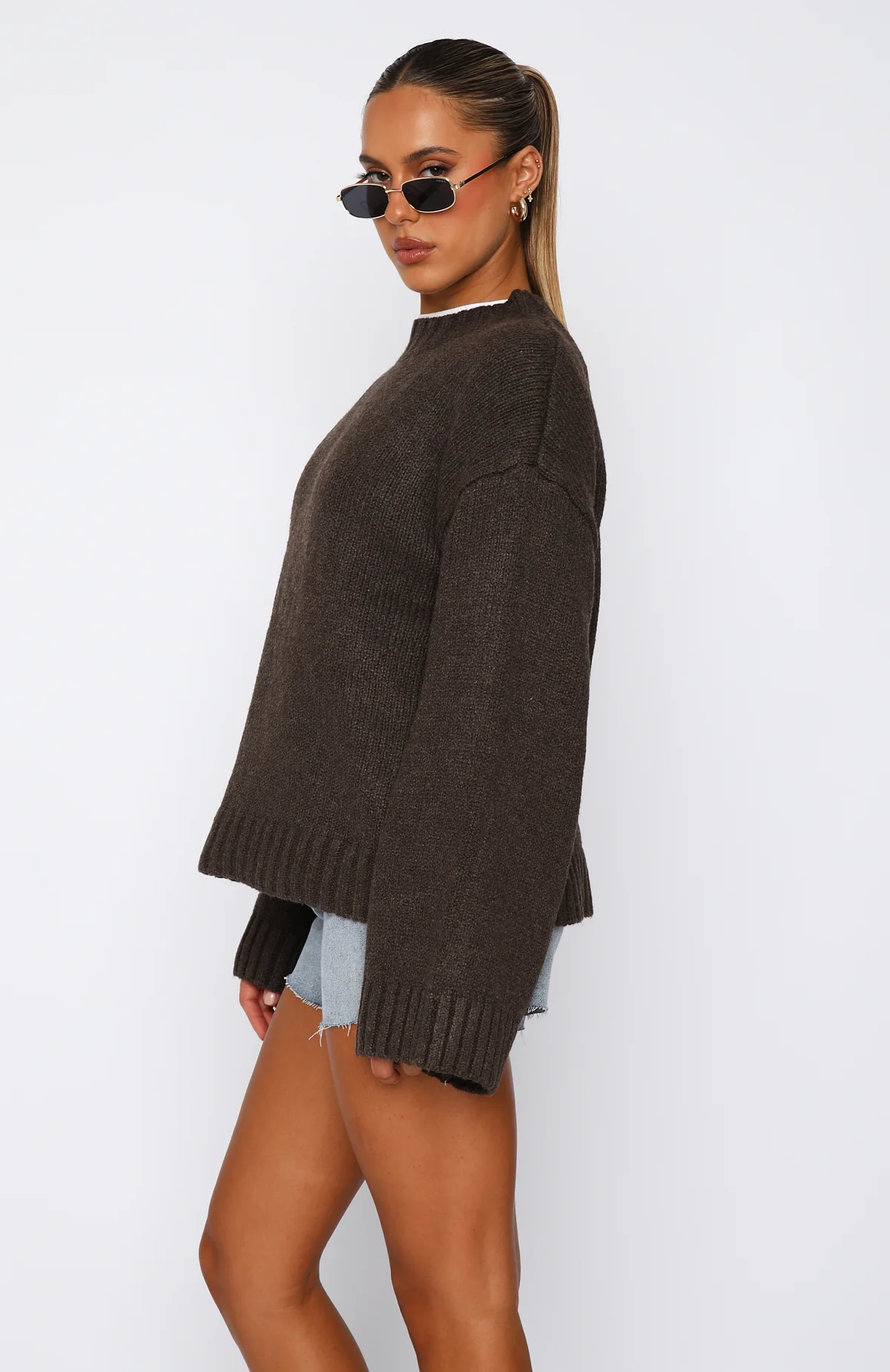 Winter's Chill Knit Sweater Chocolate - White Fox Boutique
