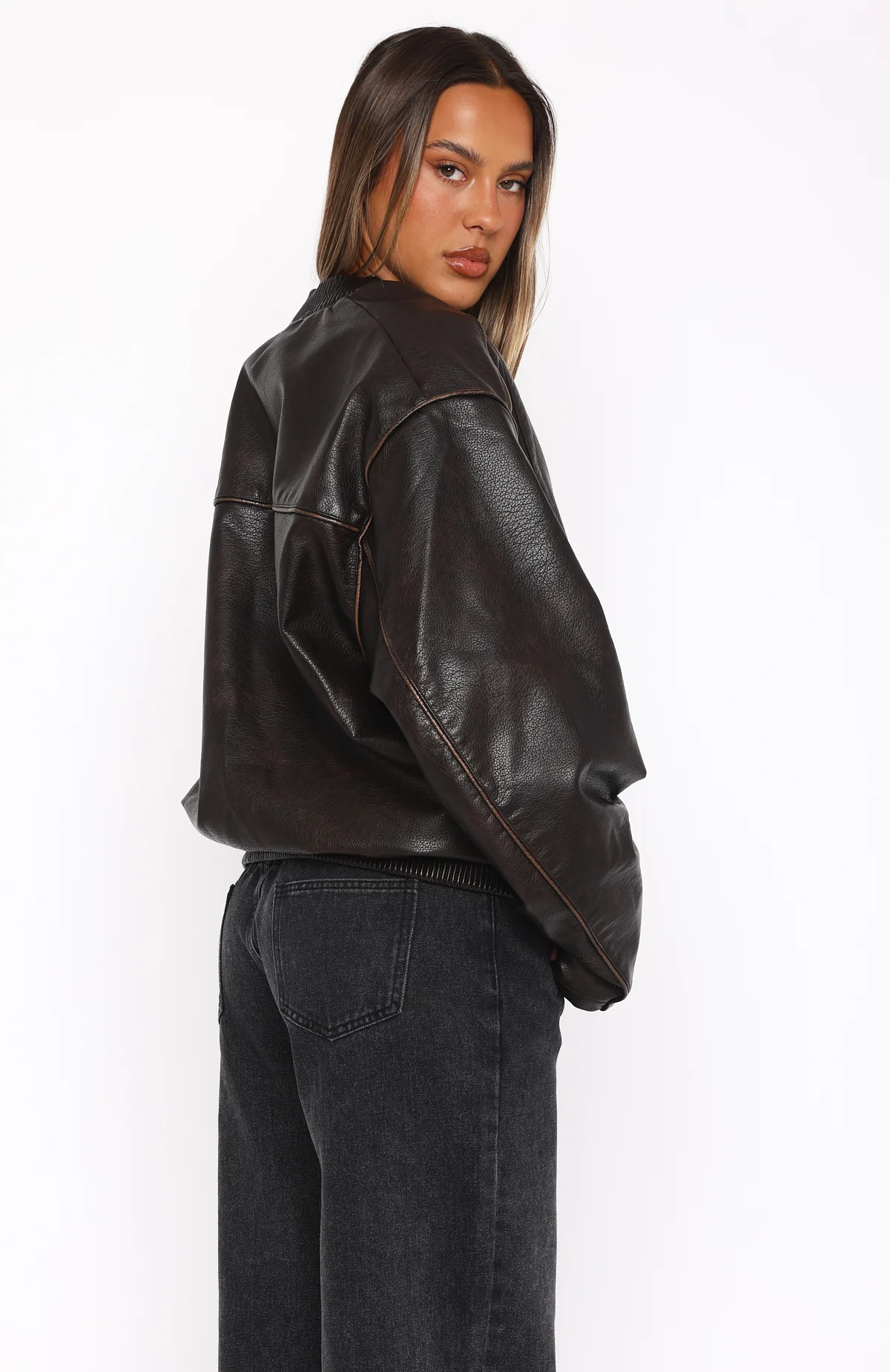 Satellite PU Jacket Chocolate - White Fox Boutique