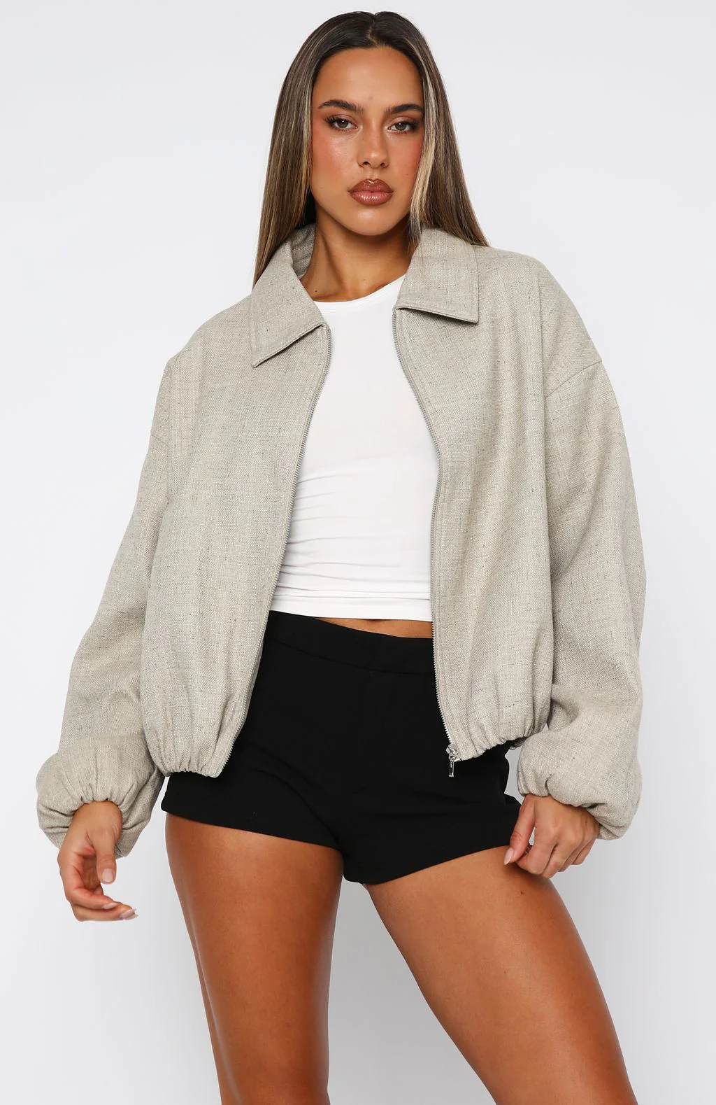Go Ghost Bomber Jacket Sandshell - White Fox Boutique