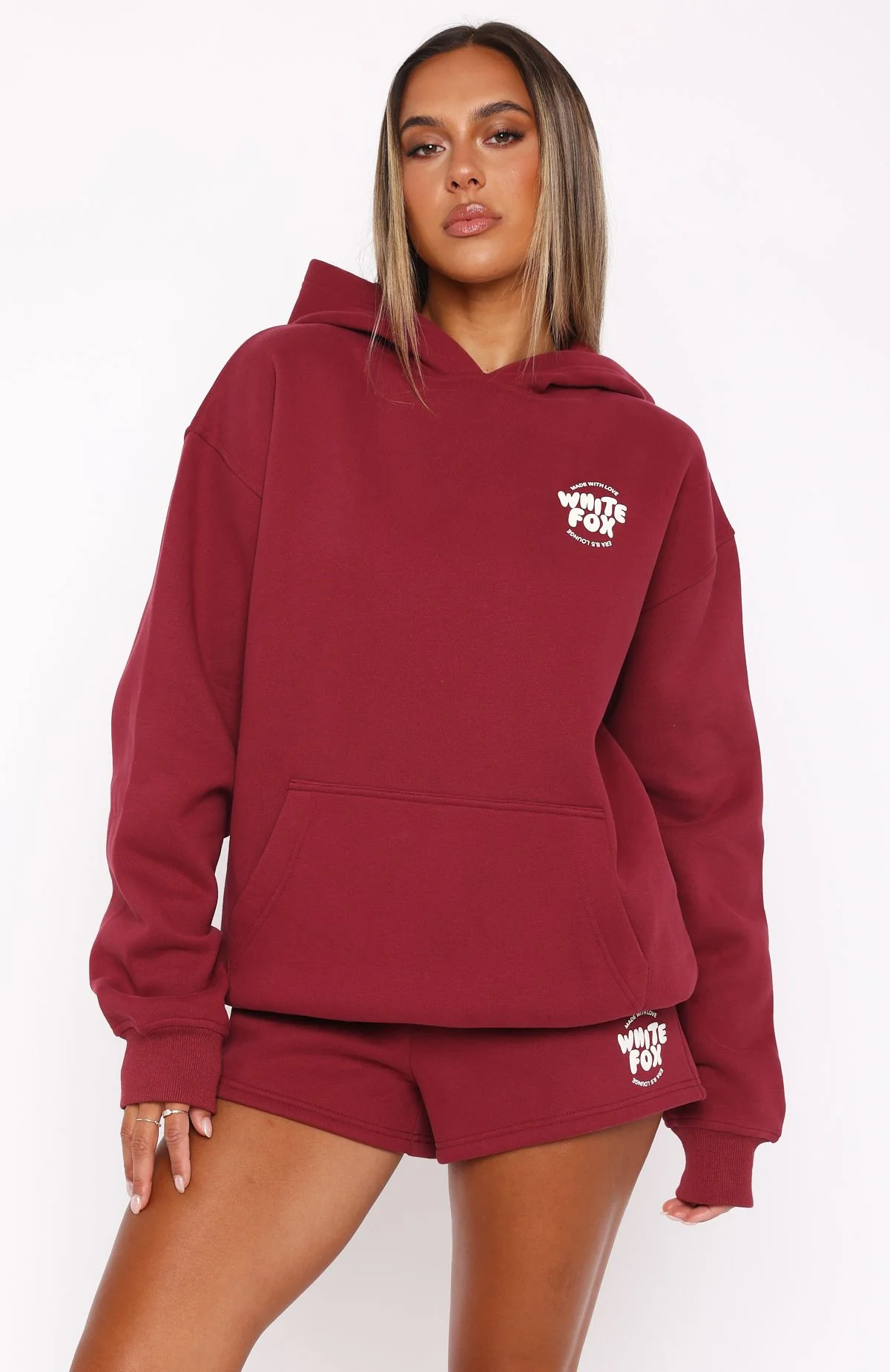 With Love For You Oversized Hoodie Burgundy - White Fox Boutique
