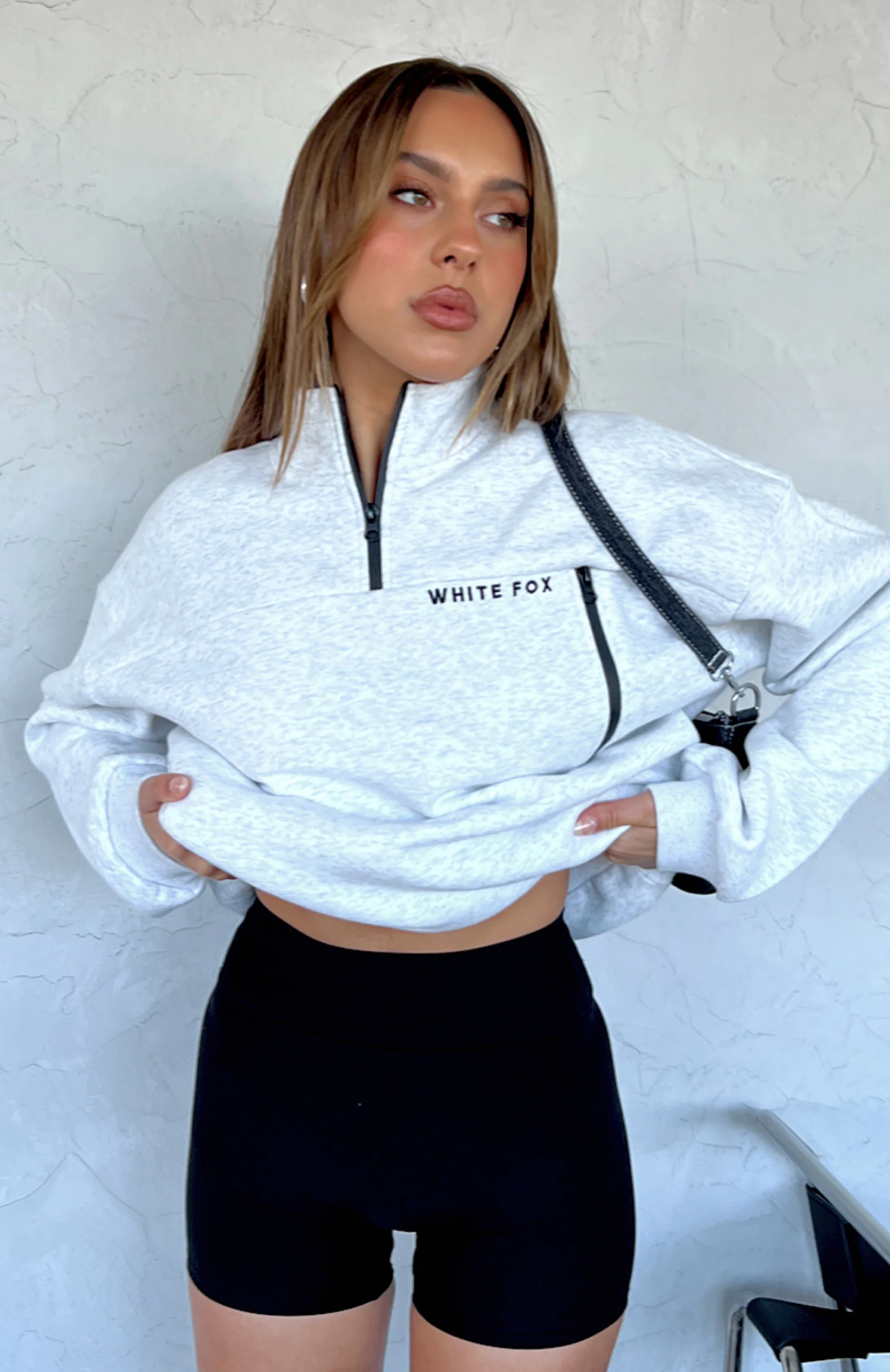 Where Did You Go Zip Front Sweater Grey Marle - White Fox Boutique