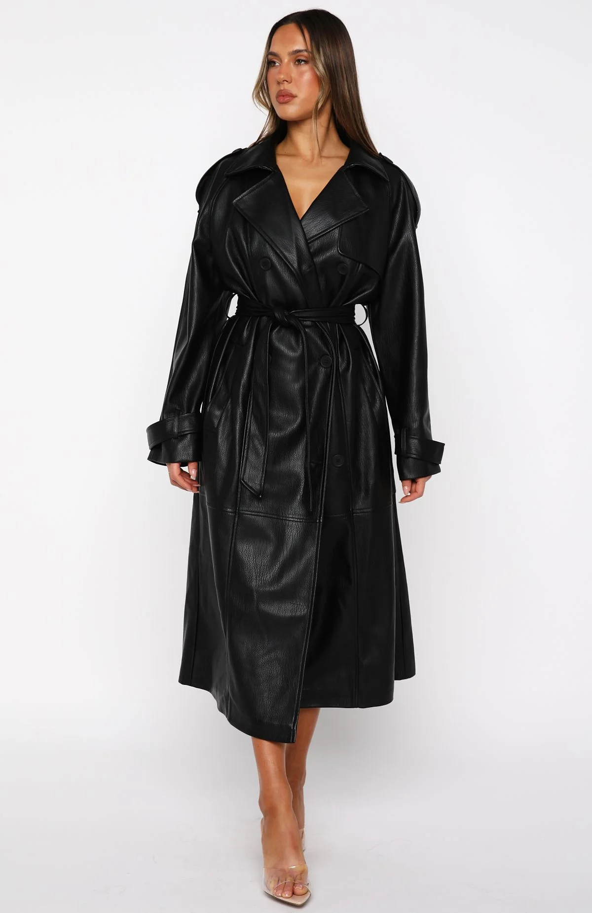 Do I Ever Pu Trench Coat Black - White Fox Boutique