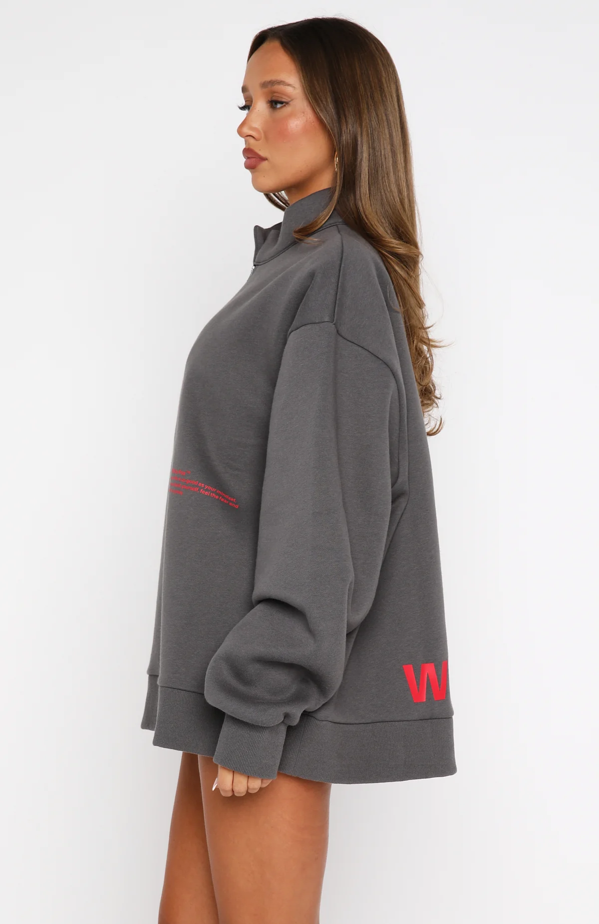 Caught Up With You Zip Front Sweater Volcanic - White Fox Boutique