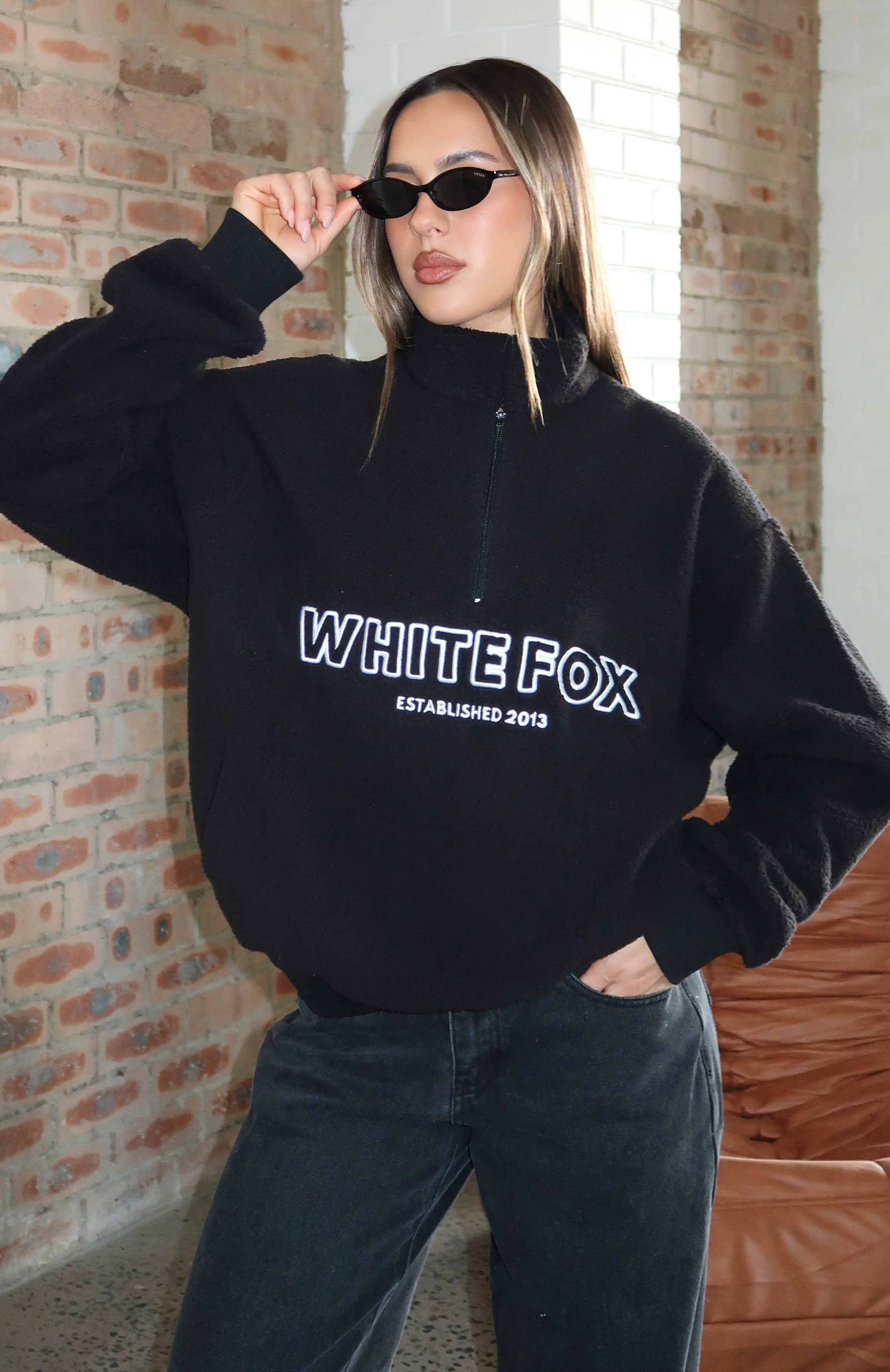 Hard To Stay Focused Teddy Borg Zip Front Sweater Black - White Fox Boutique