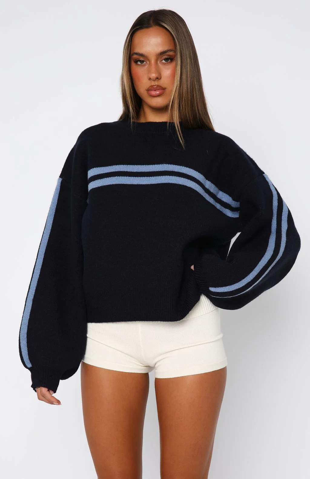 Bring Me Back Knit Sweater Navy - White Fox Boutique