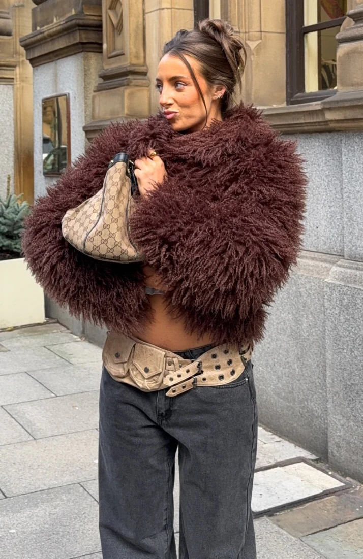 Weekend Away Fur Jacket Chocolate - White Fox Boutique