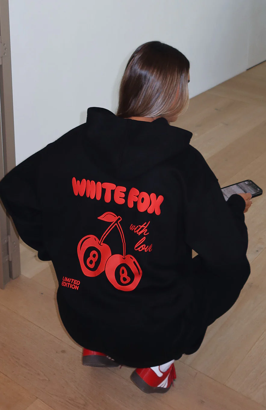 With Love In The Moment Oversized Hoodie Black - White Fox Boutique