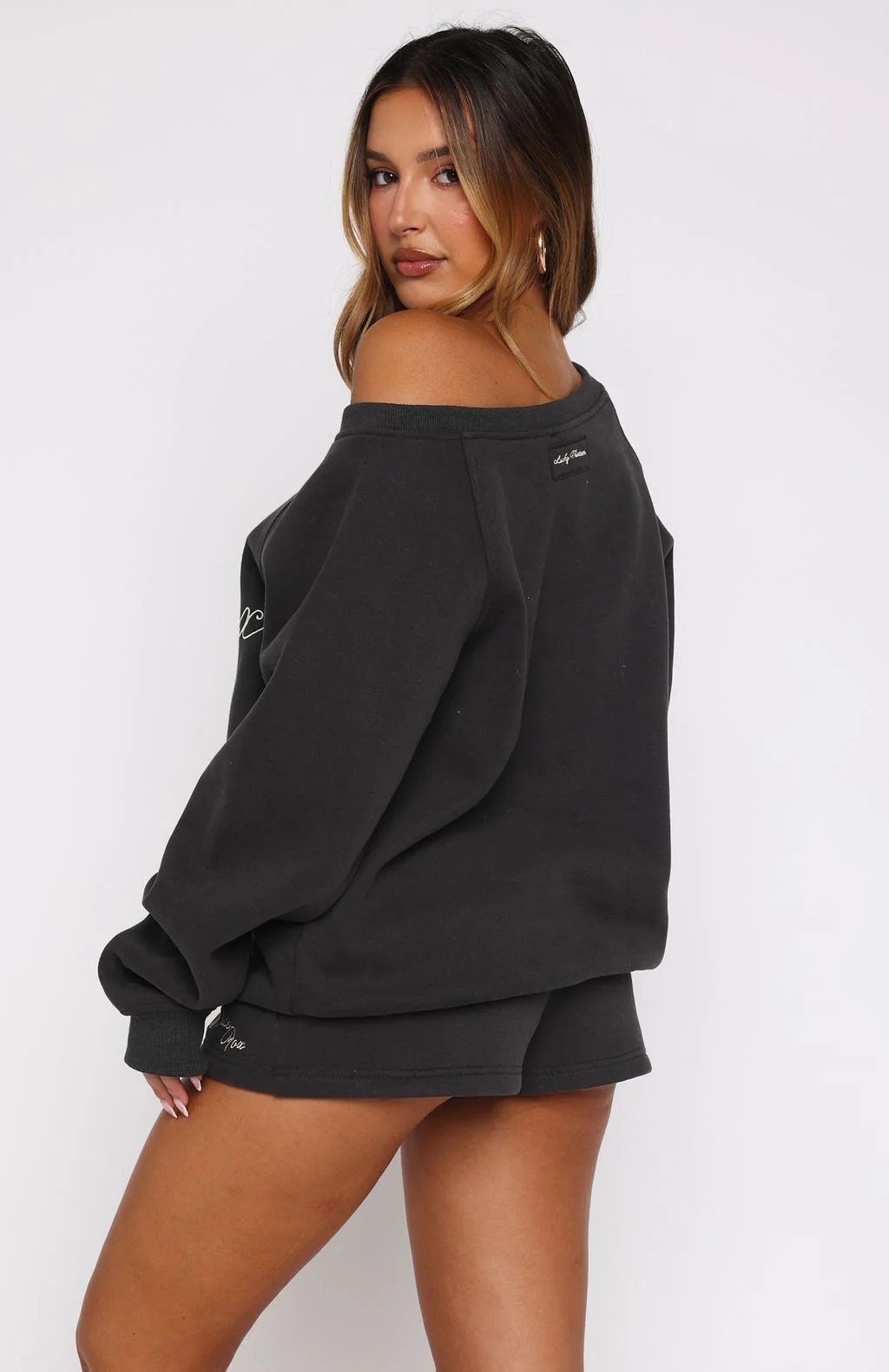 Lucky Thirteen Elsa Off Shoulder Sweater Charcoal - White Fox Boutique