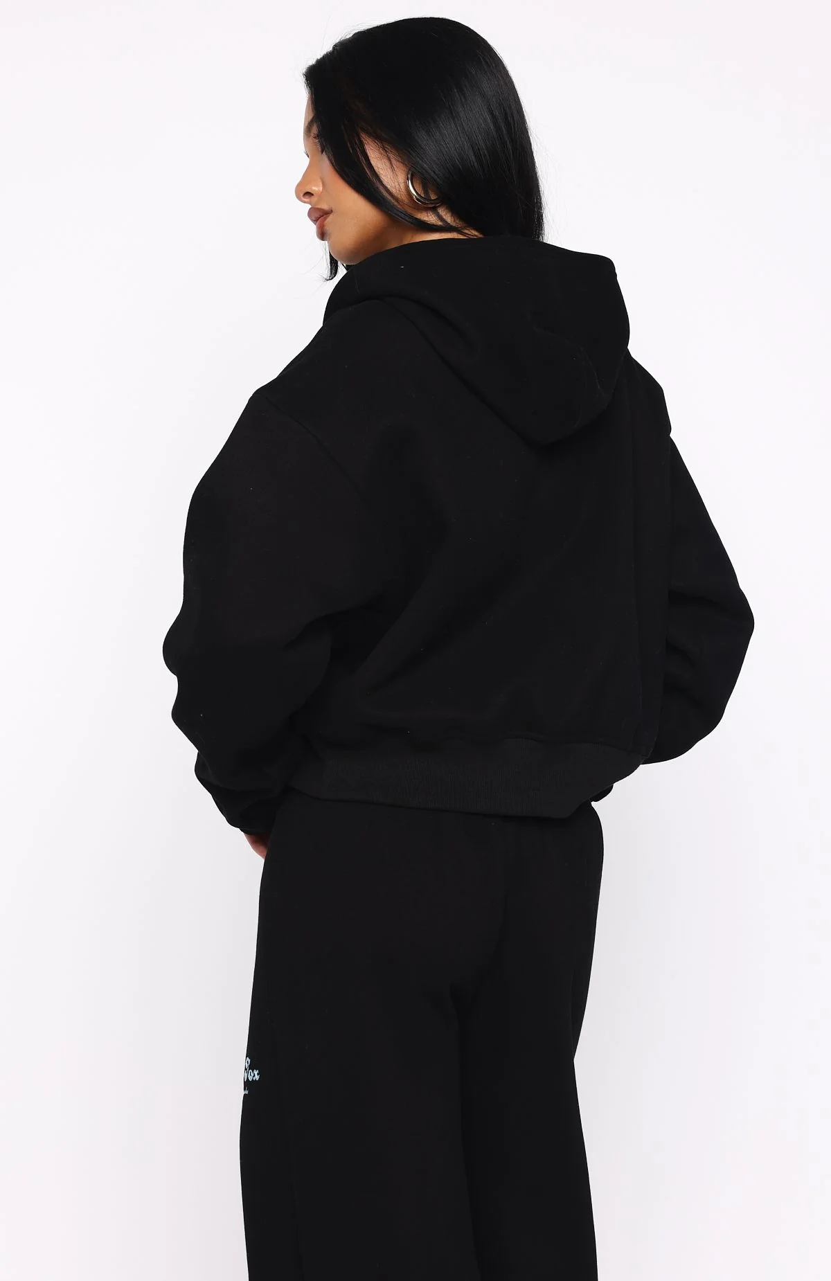 Through Thick And Thin Boxy Zip Front Hoodie Black - White Fox Boutique