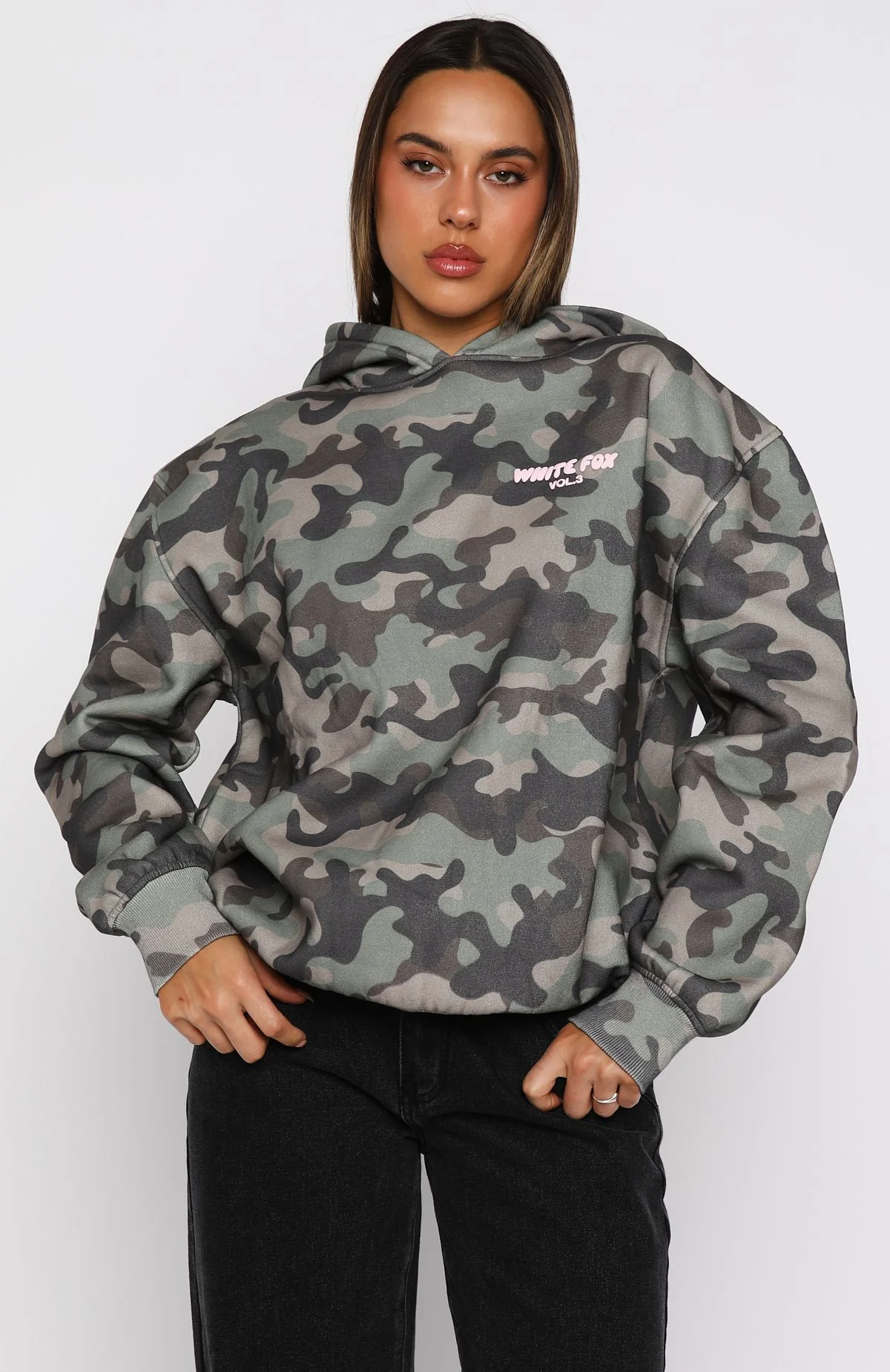 Offstage Printed Oversized Hoodie Washed Camo - White Fox Boutique
