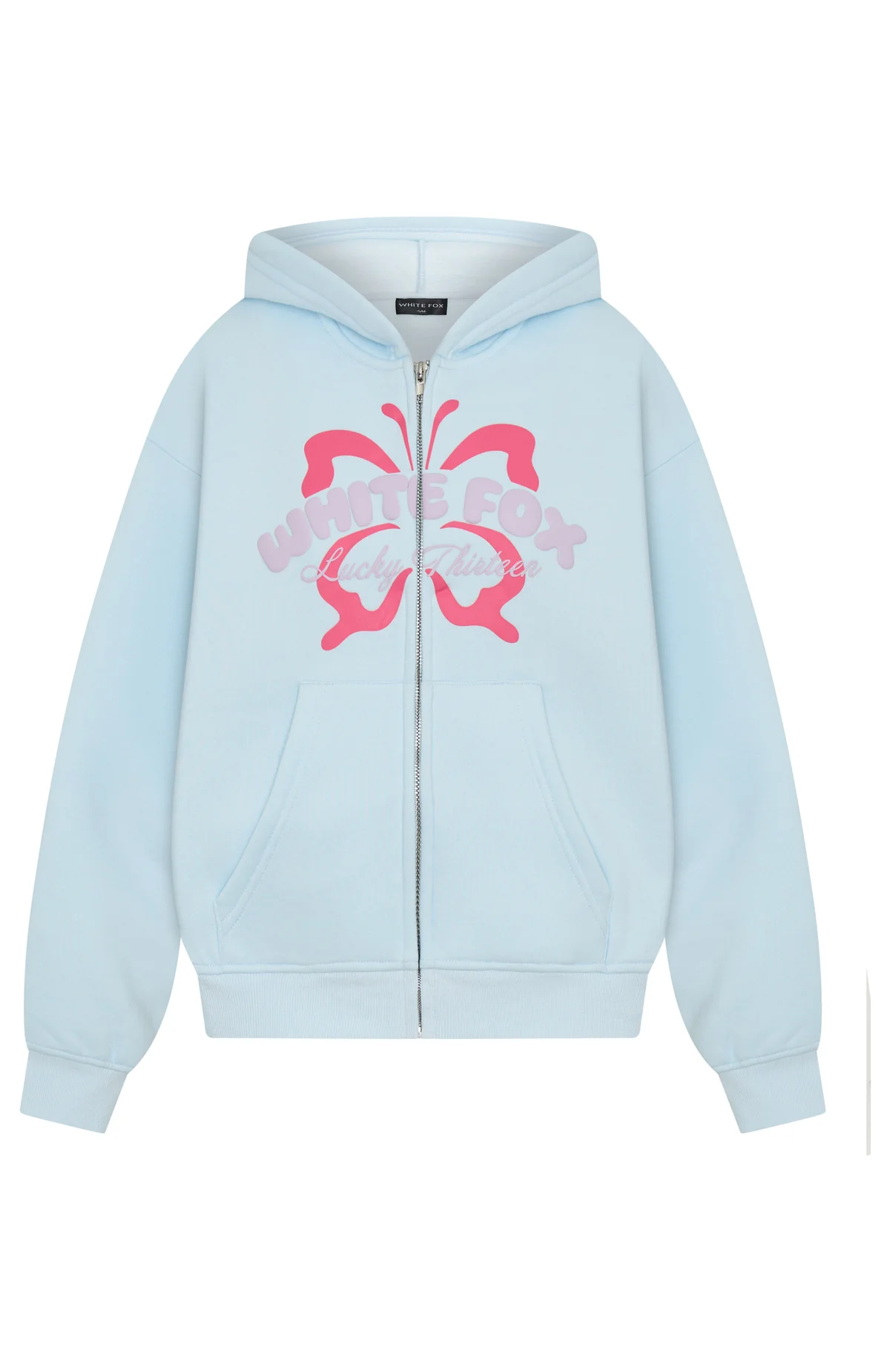 Lucky Thirteen Audrina Boxy Zip Front Hoodie Blue - White Fox Boutique