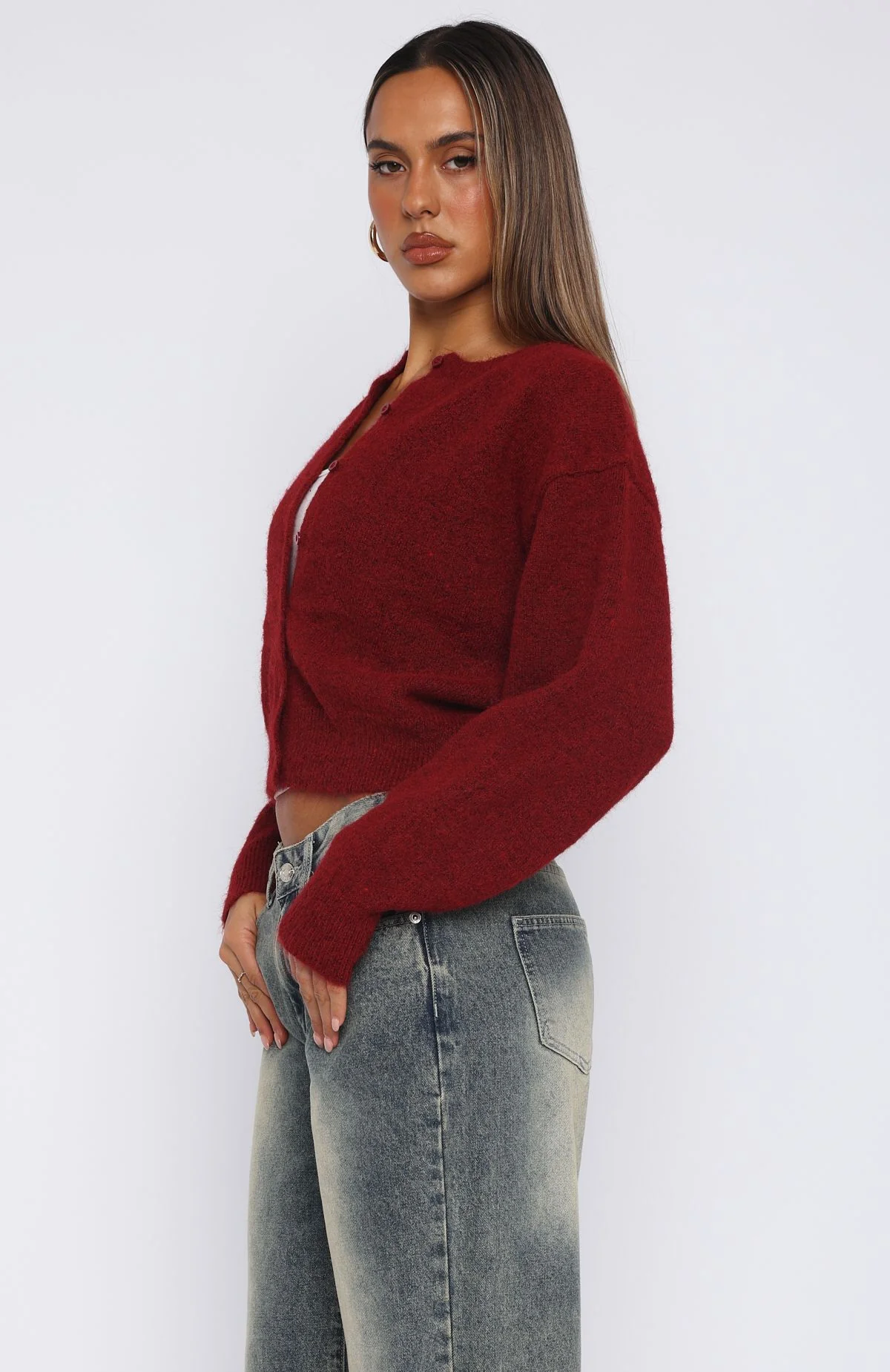 Warm Whispers Knit Cardigan Burgundy - White Fox Boutique